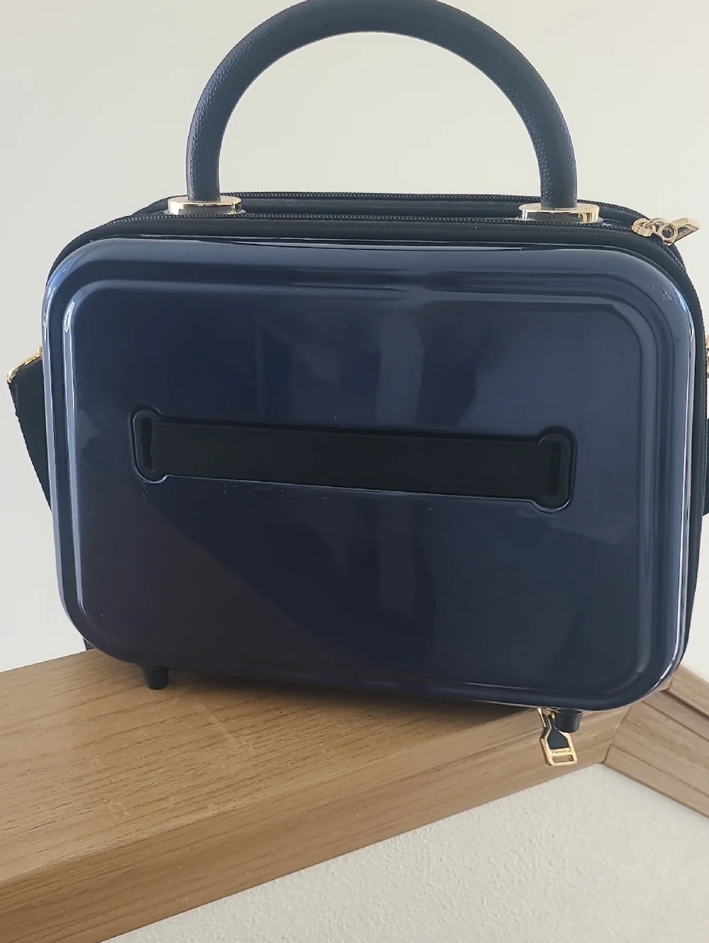 Triforce Navy Hard Shell Cosmetic Case with Top Handle and Strap